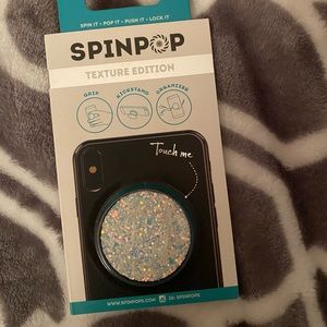 NEW Spinpop white glitter pop socket